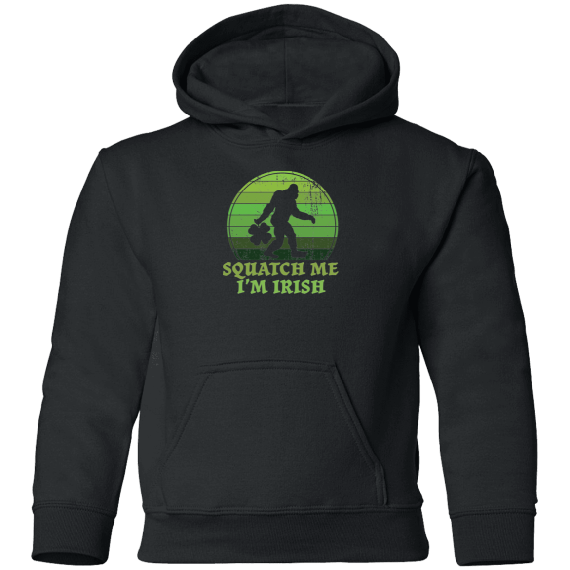 Bigfoot St. Patrick's Day Squatch Me I'm Irish Kids Pullover Hoodie
