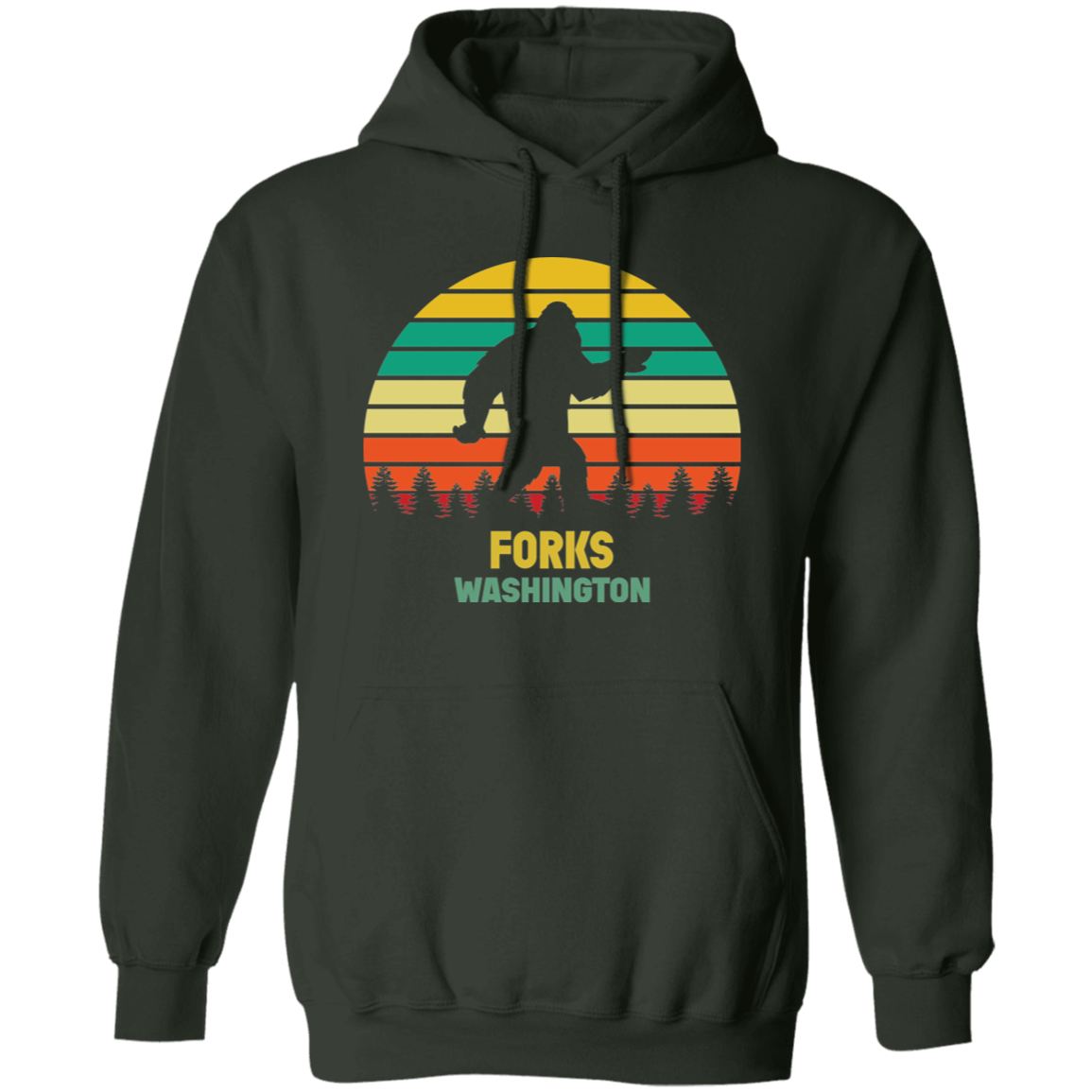 Forest Green Forks Washington Bigfoot Hoodie