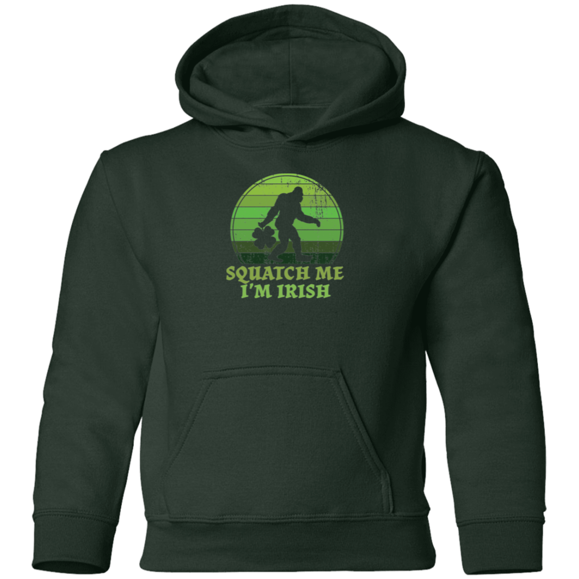 Bigfoot St. Patrick's Day Squatch Me I'm Irish Kids Pullover Hoodie