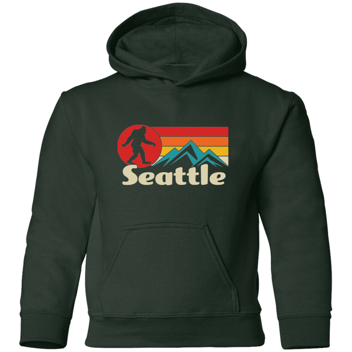 green Seattle Bigfoot hoodie for kids