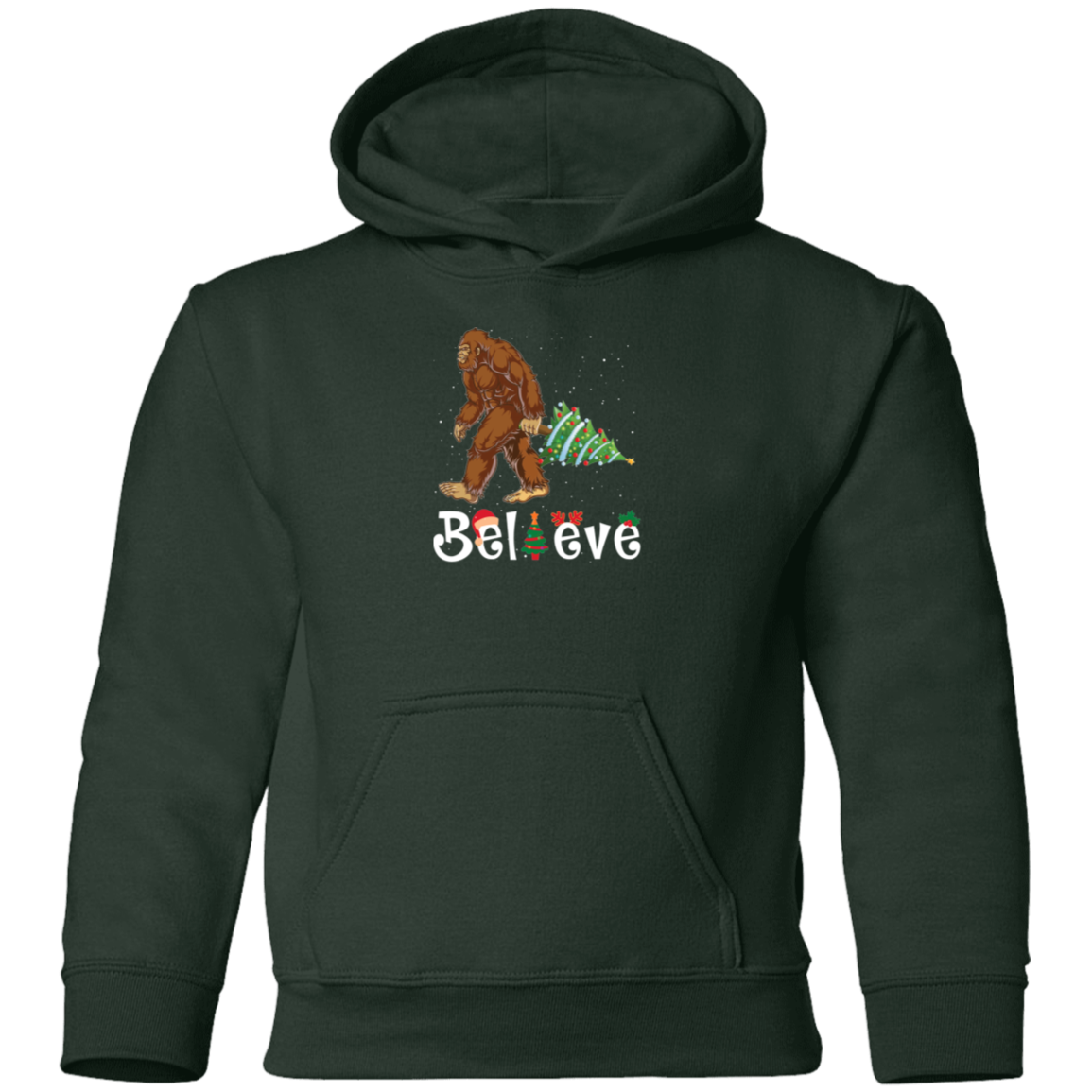 Believe Christmas Kids Bigfoot Hoodie