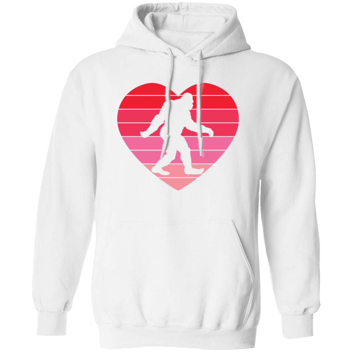 white Bigfoot Retro Heart pullover hoodie