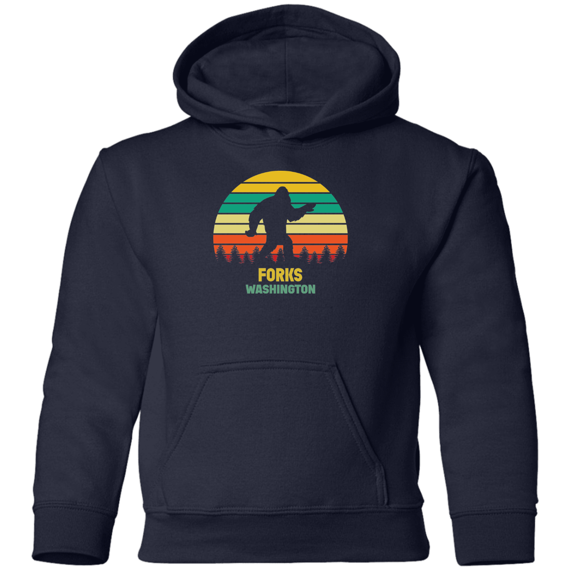 Navy Forks Washington Kids Bigfoot Hoodie
