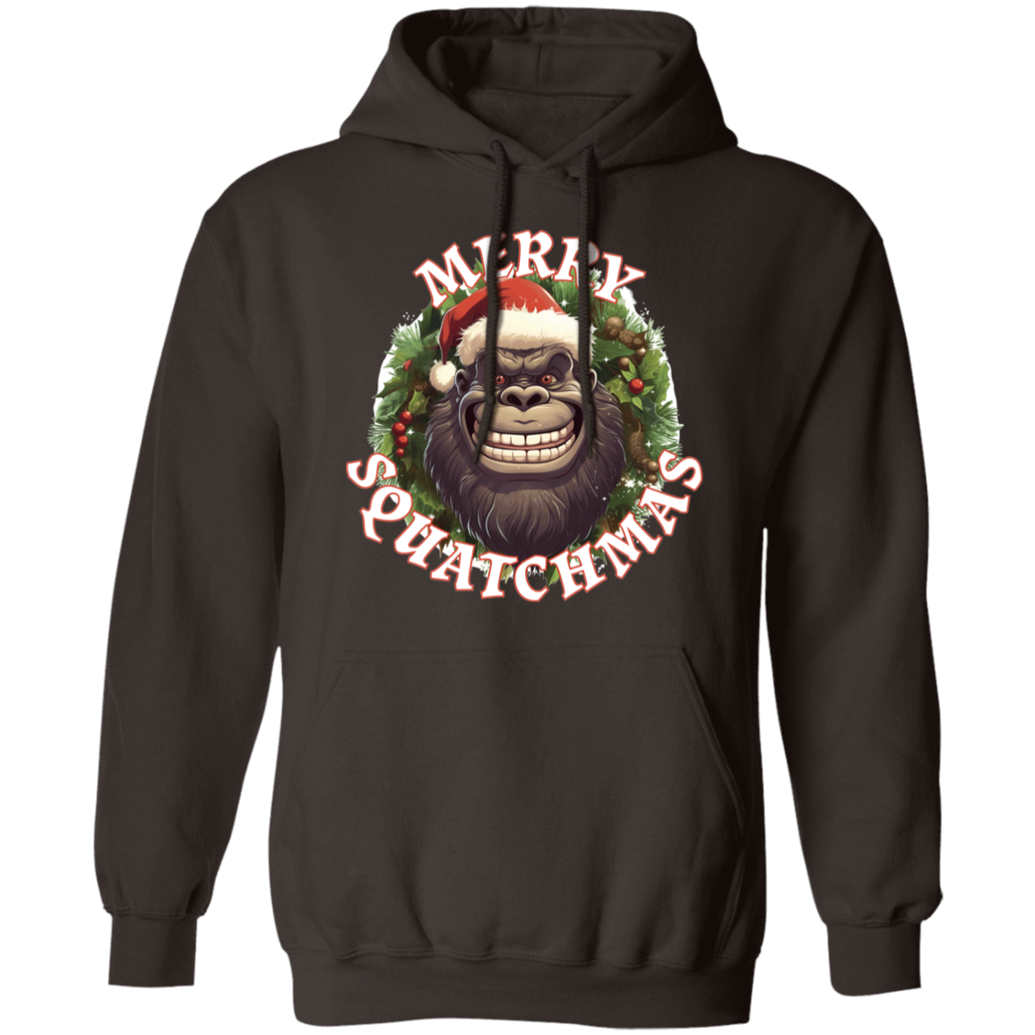Chocolate Brown Bigfoot Christmas Hoodie Merry Squatchmas