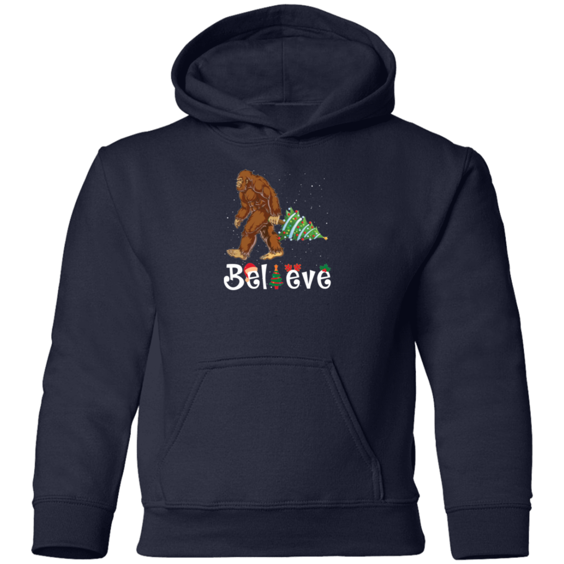 Believe Christmas Kids Bigfoot Hoodie