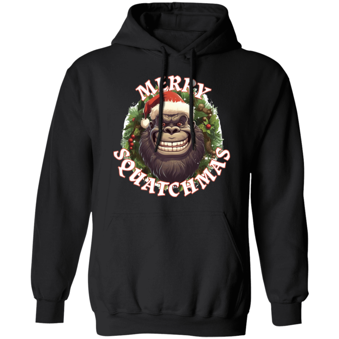 Black Bigfoot Christmas Hoodie Merry Squatchmas