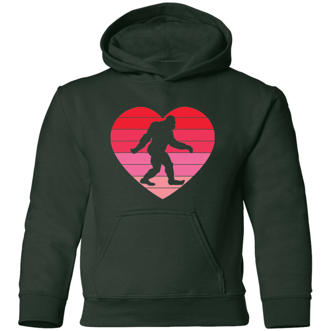 Bigfoot Valentine Heart Youth Pullover Hoodie