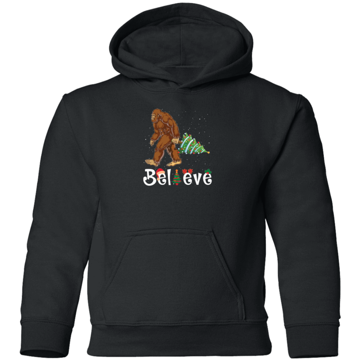 Believe Christmas Kids Bigfoot Hoodie