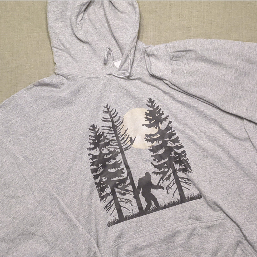 Bigfoot Walking At Night Pullover Hoodie