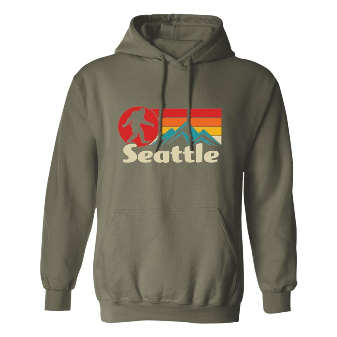 military green Seattle Bigfoot hoodie 
