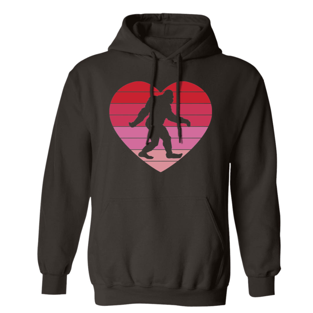 brown Bigfoot Retro Heart pullover hoodie