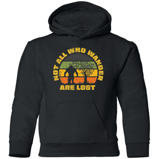 black Not All Who Wander Are Lost Bigfoot Hoodie - kids sizes