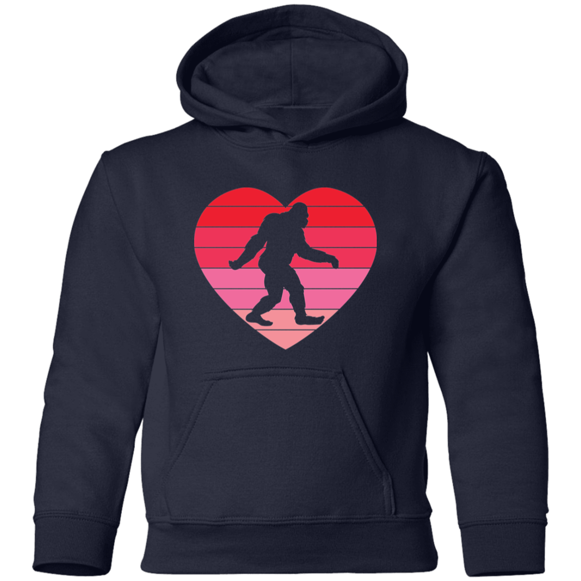 Bigfoot Valentine Heart Youth Pullover Hoodie