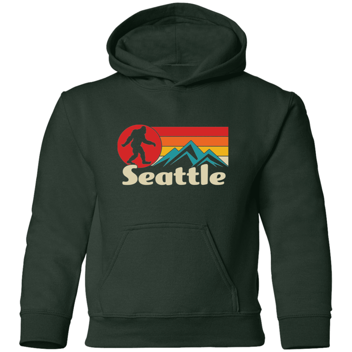 green  Seattle Bigfoot hoodie for kids