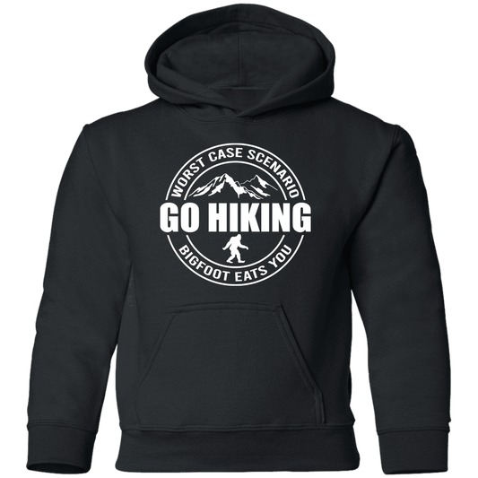 black go hiking worst case scenario Bigfoot hoodie for kids