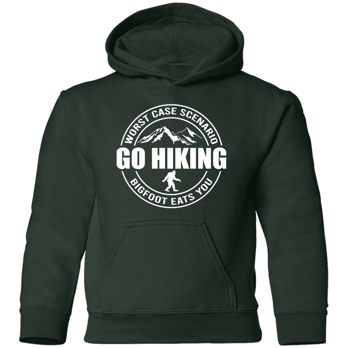 green go hiking worst case scenario Bigfoot hoodie for kids