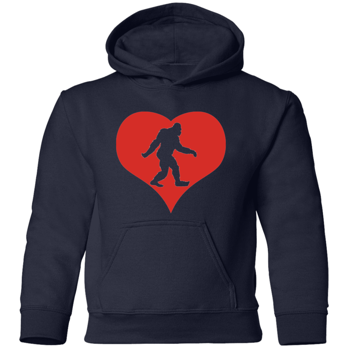 Navy Kid's Bigfoot Valentine Heart Pullover Hoodie