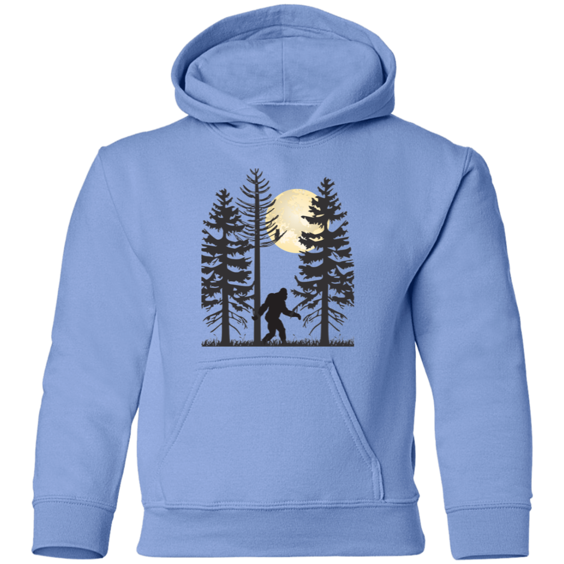 blue Bigfoot walking at night under a full moon youth hoodie