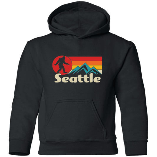 black Seattle Bigfoot hoodie for kids