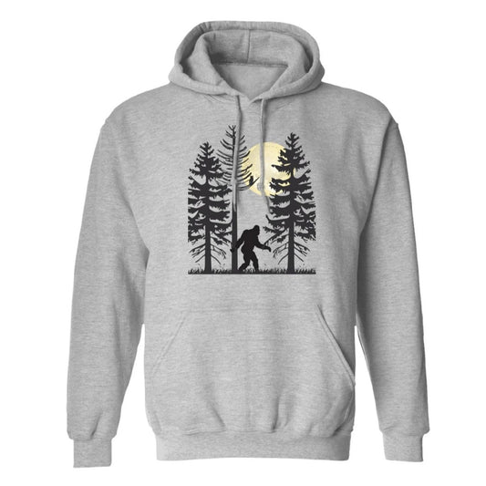 Bigfoot walking at night under a full moon hoodie