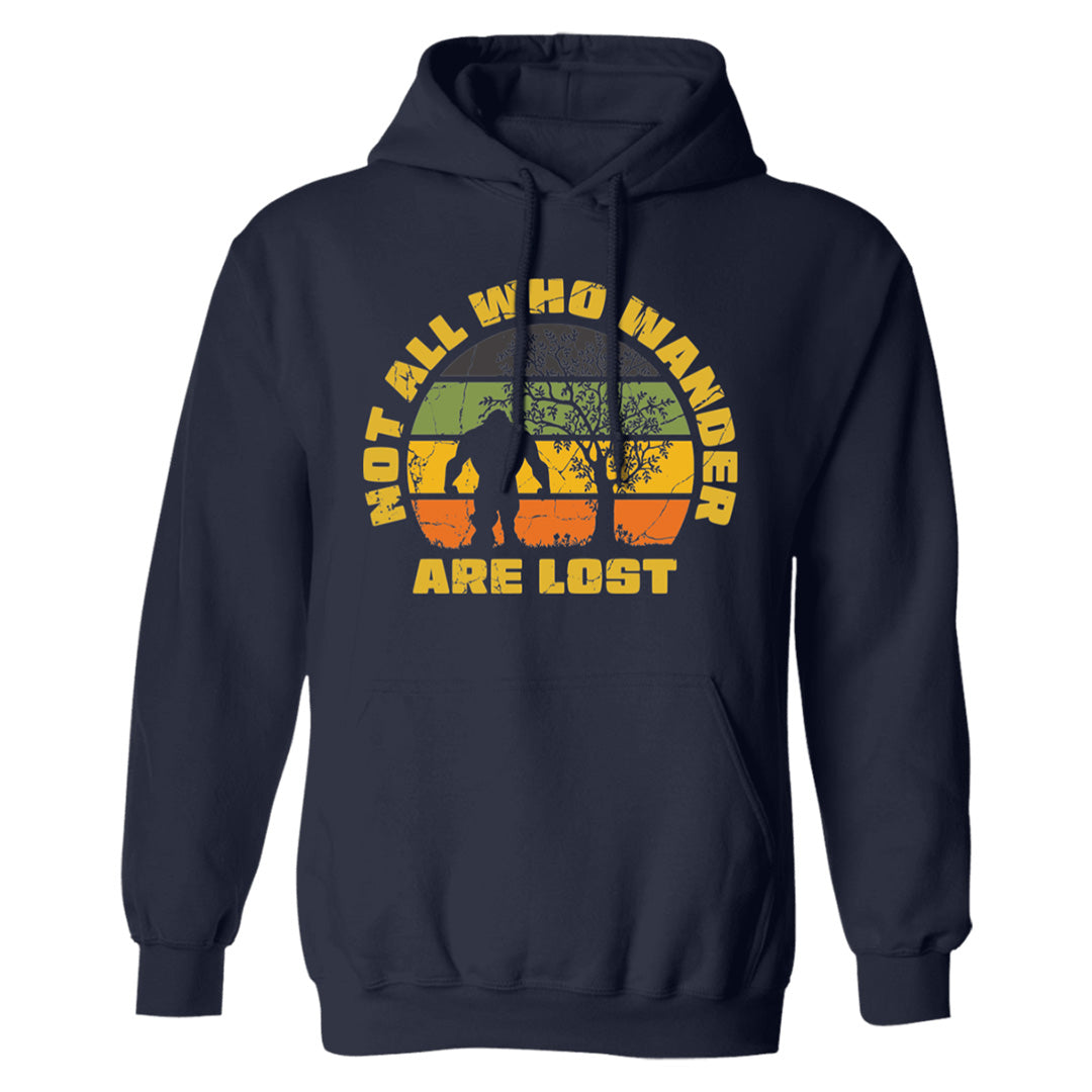 Navy Not All Who Wander Are Lost Bigfoot Hoodie - Adult Size