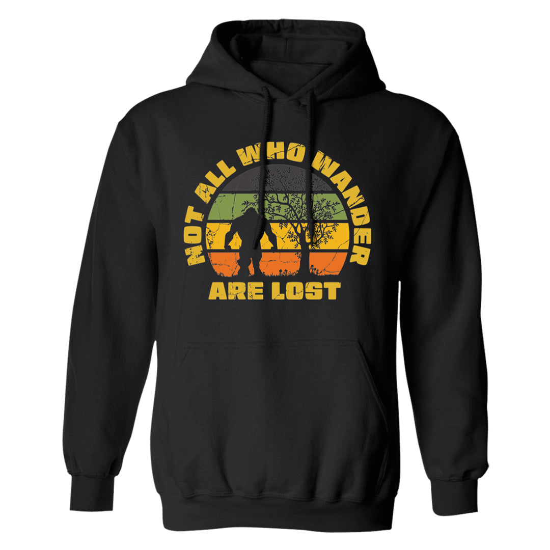 Black Not All Who Wander Are Lost Bigfoot Hoodie - Adult Size